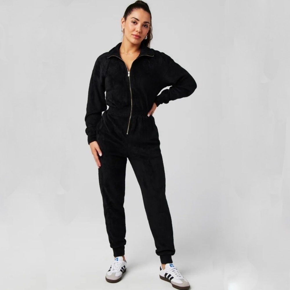 Fabletics Black Velour Jumpsuit